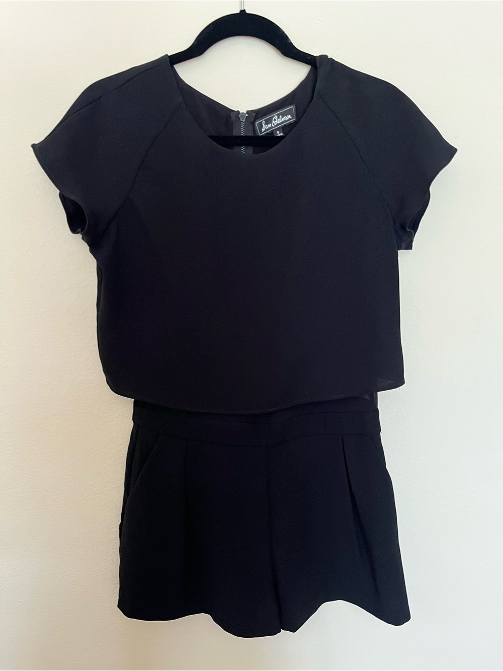 Sam Edelman Black Short Sleeve Cropped Romper